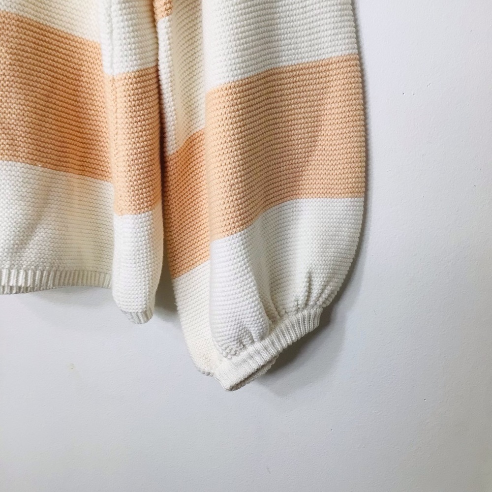 Sabo Australian sweater pullover women small orange white stripe cotton oversize - Picture 3 of 10